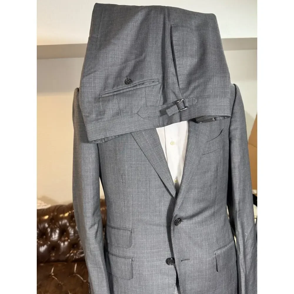 Tom Ford Gray Checked Suit Wool 2PC Peak Lapel O'Connor 50 40R